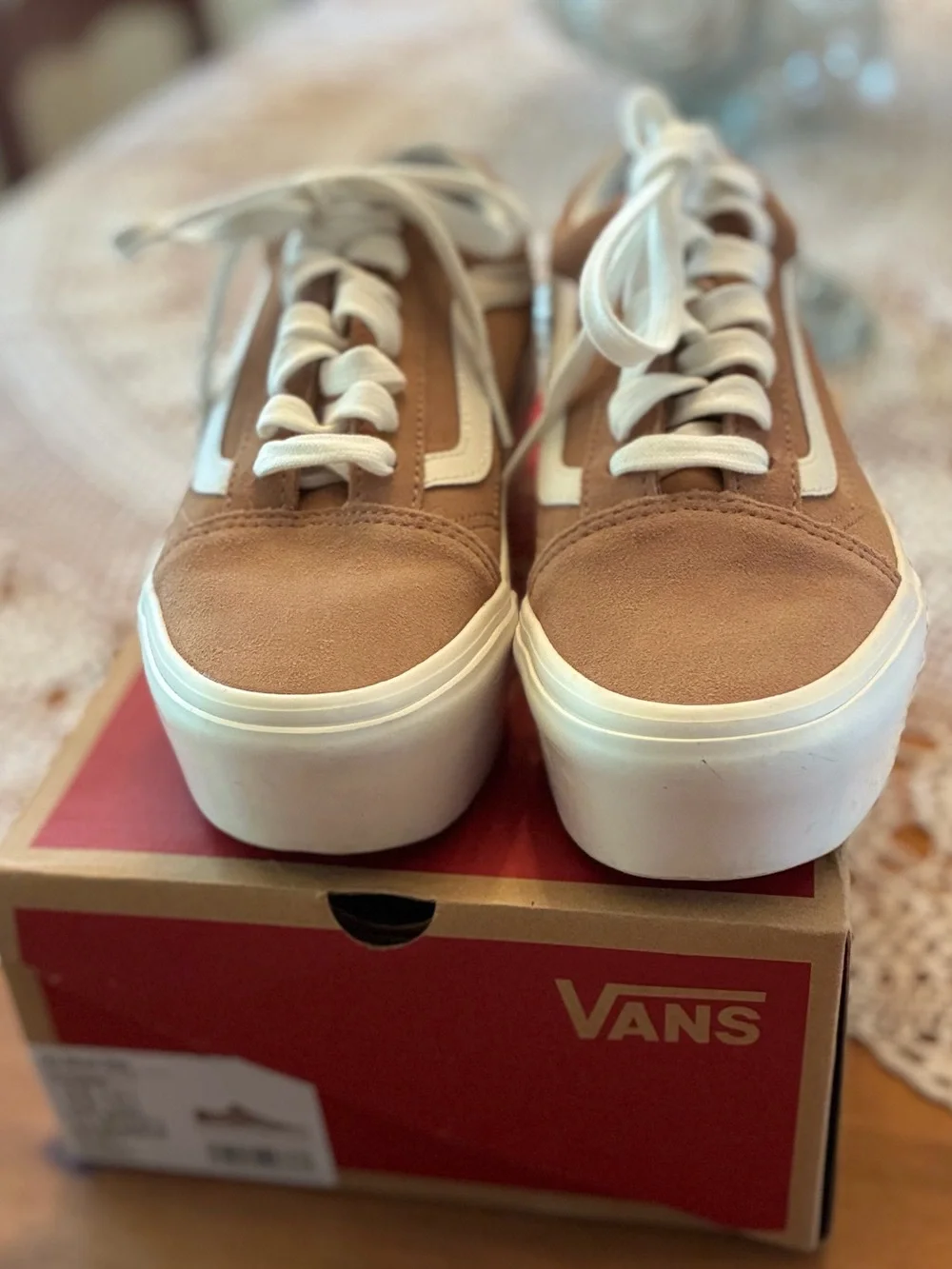 New Vans Old Skool Stackform Sneakers - Brown and White - Picture 2 of 12